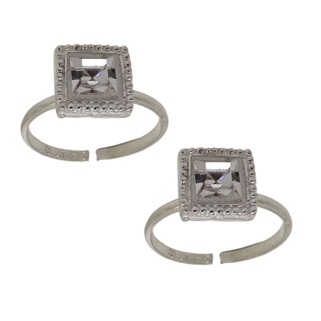 sahiba gems Squrare Cz 925 Sterling Silver Adjustable Beautiful Toe Ring/Bichiya for Women ~ Free Size-picture-43