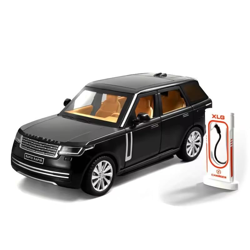 Image of FEXXA 1:24 Scale Range Rover SUV Die-Cast Metal Car with Sport car Openable Doors Light and Sound,Pull Back Function Indoor Outdoor Toy for Kids (Black)
