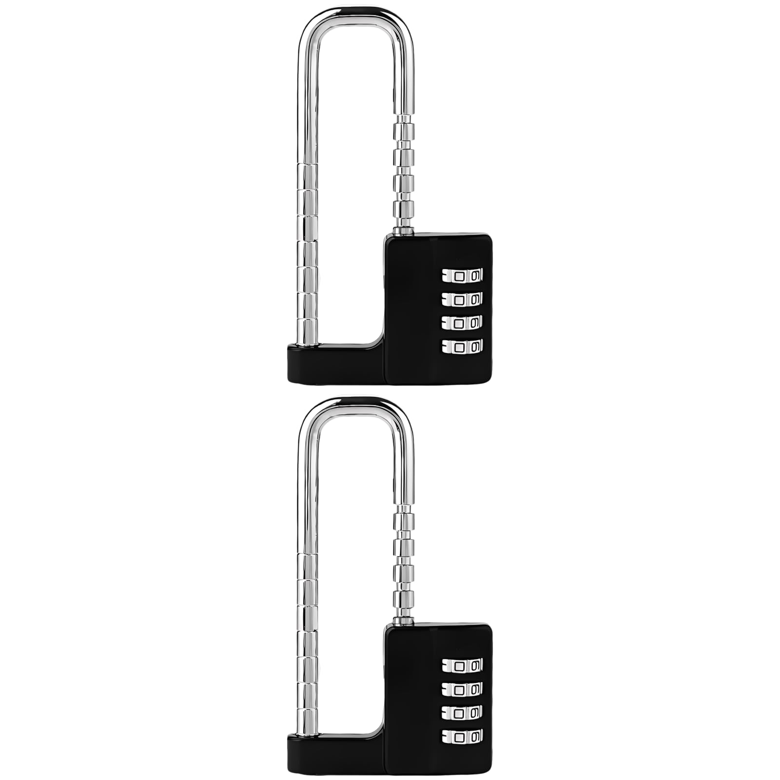 2 Stk. Vorhängeschlösser mit langem Bügel, 4-stelliges Zahlenkombinationsschloss mit verstellbarer Länge, Metallschloss für Fitnessstudio, Schrank, Werkzeugkiste und Gepäck, 8 x 6 x 3 cm