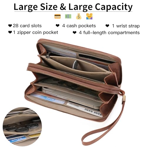 Image of FALAN MULE Wallets for Women Trifold Wristlet Wallets Large Capacity RFID Blocking Ladies Purse Credit Card Holder