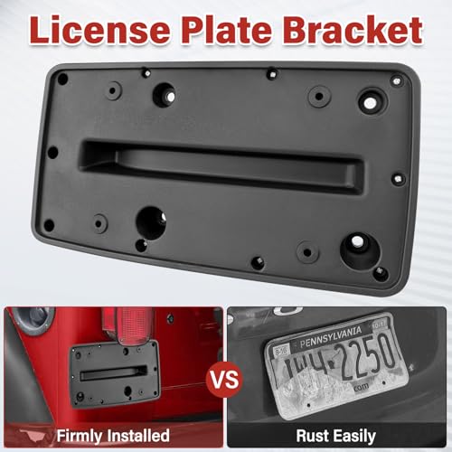Image of License Plate Bracket Accessories for Jeep Wrangler TJ 1997 1998 1999 2001 2002 2003 2004 2005 2006, Rear Bumper License Plate Holder Replacement Frame Black Mount