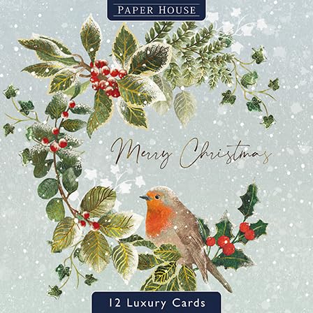 GBCC- Deluxe Boxes of Christmas cards 3 Designs - Robin Design - DELP0024, Multicoloured, 18 x 18 cm - Image 2
