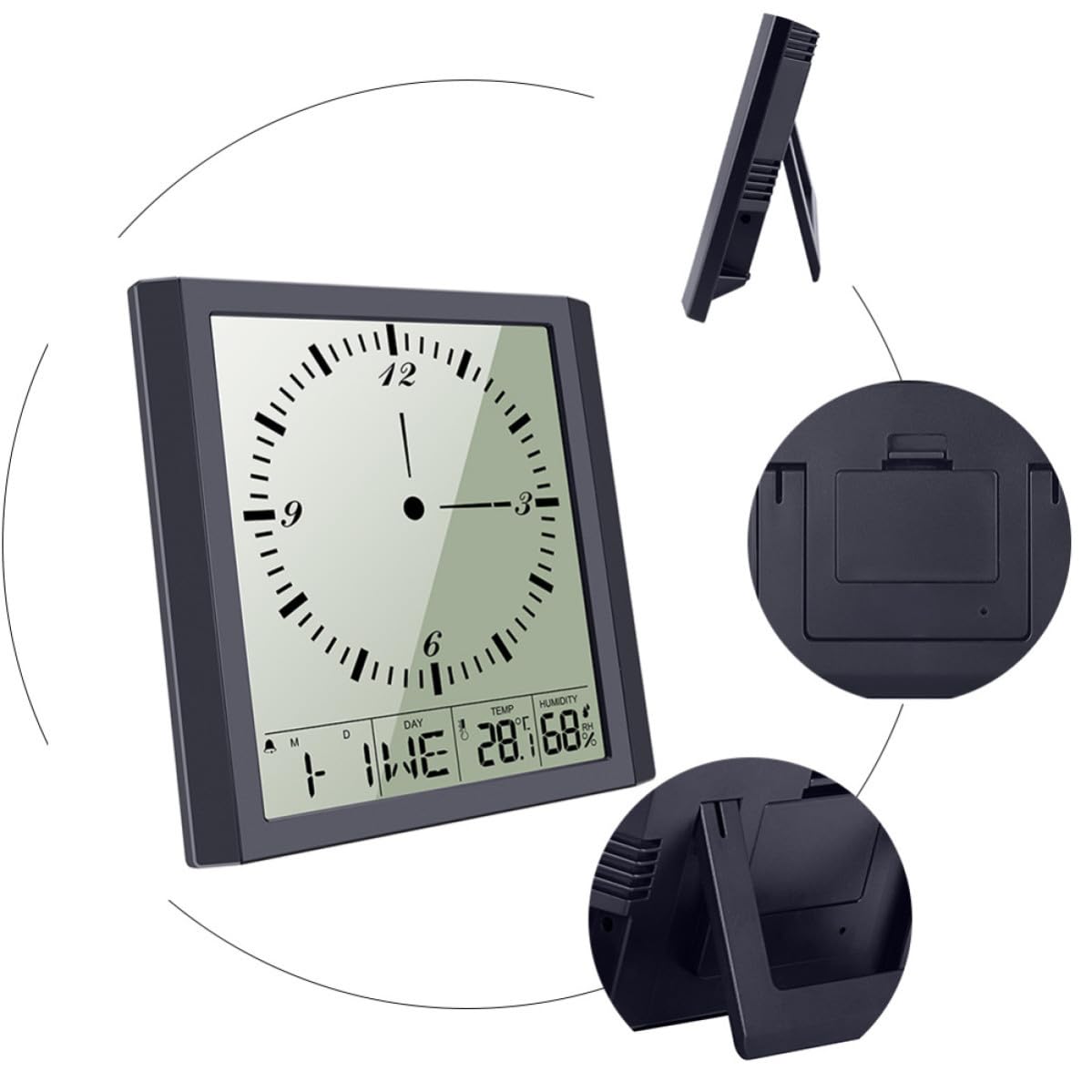 UPKOCH Digitale Wanduhr Große Anzeige mit Elektronischem Kalender Schwarz