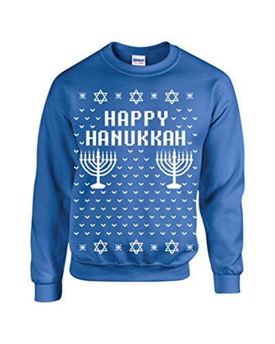 All Things Apparel Happy Hanukkah Ugly Sweater Design CREW Sweatshirt
