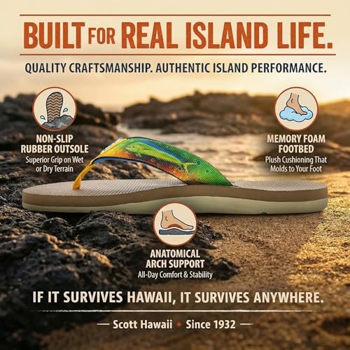 Image of Scott Hawaii Men's Kaiko Fishing & Boating Slipper | Neoprene Lined Strap | Arch Support | Non-Marking Outsole | No-Slip Deck Traction | All Day On The Water Sandal