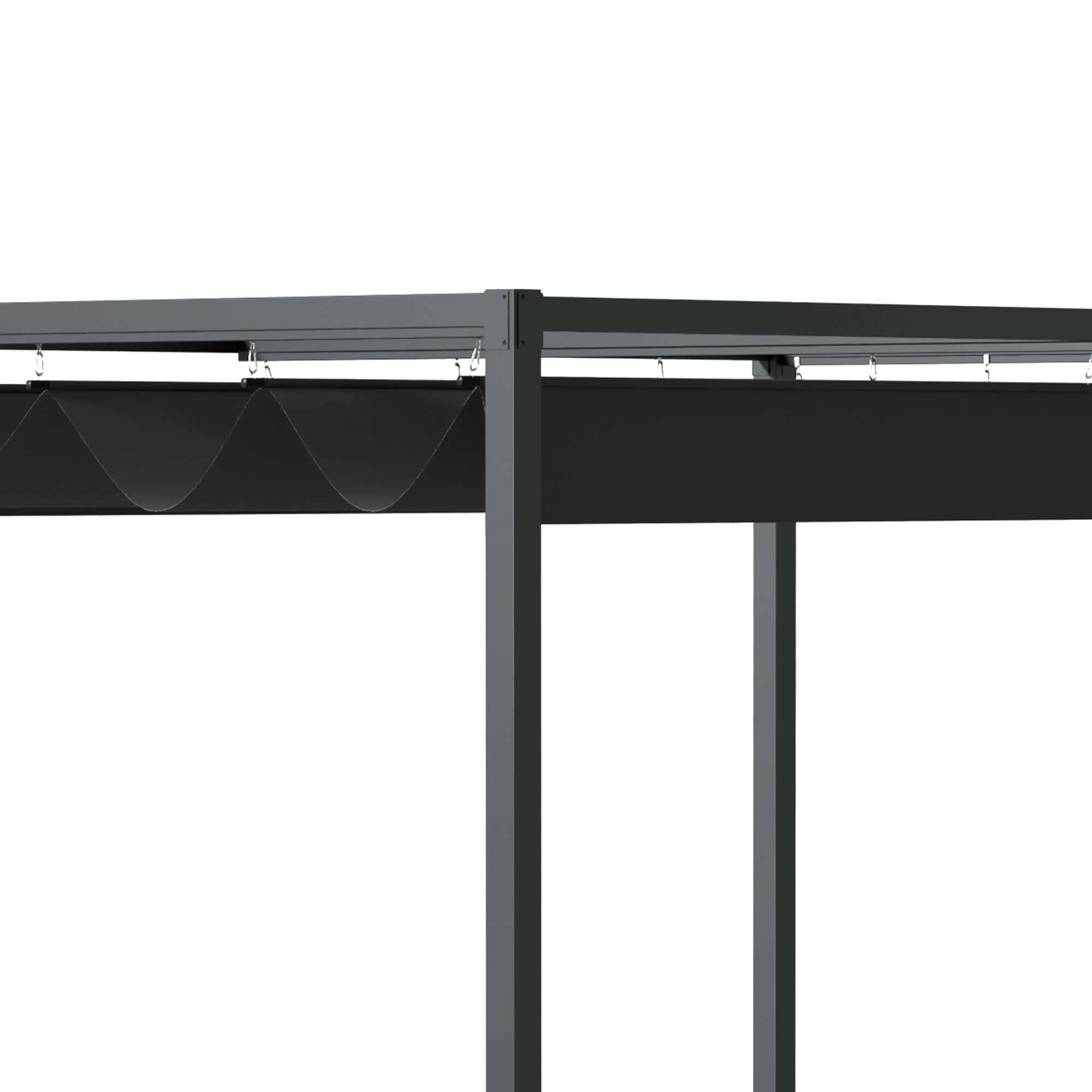 Outsunny Pergola Pawilon zadaszenie tarasu z rozsuwanym dachem, poliester czarny 298 x 213 x 222 cm