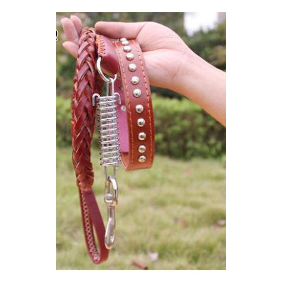 REYG Laisse De Chiot ， Corde De Traction Moyenne Et Grande en Cuir Collier en Peau De Vache Laisse pour Chien en Peau De Vache Collier pour Chien,XL
