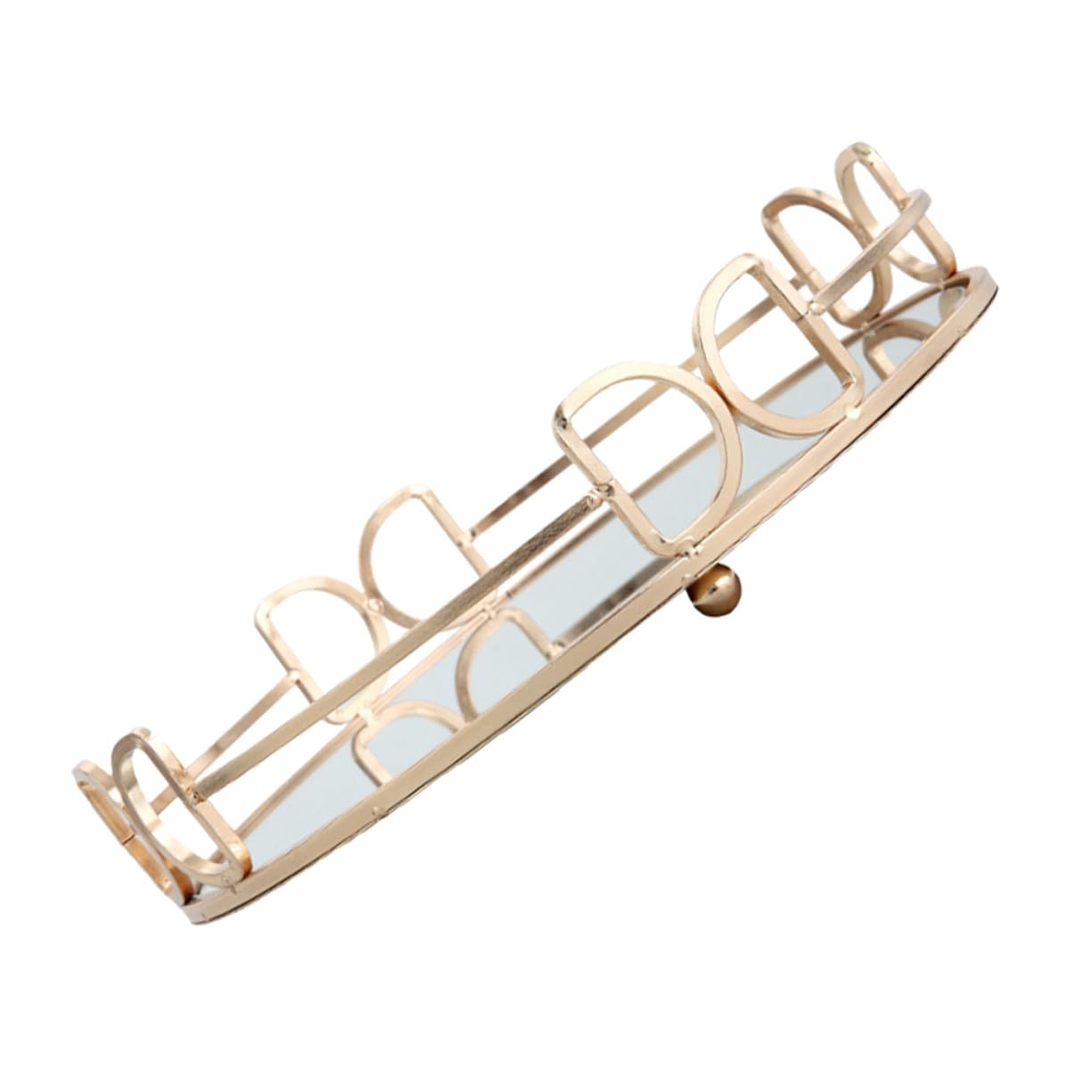 Uonlytech Bandeja Decorativa de Metal Dorada Estilo Nórdico Espejo Resistente para Guardar Joyas y Cosméticos, Uso Múltiple en Fiestas y Festivales