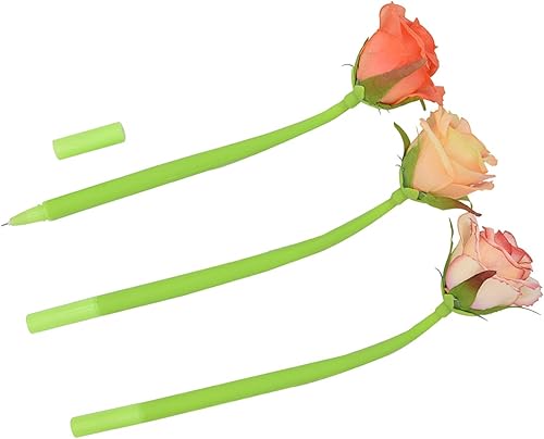 Miniatura 3 de 12 bolígrafos creativos de tinta de gel con flores artificiales, color negro líquido, de 0.020 in, tinta de gel para niñas y mujeres, suministros de