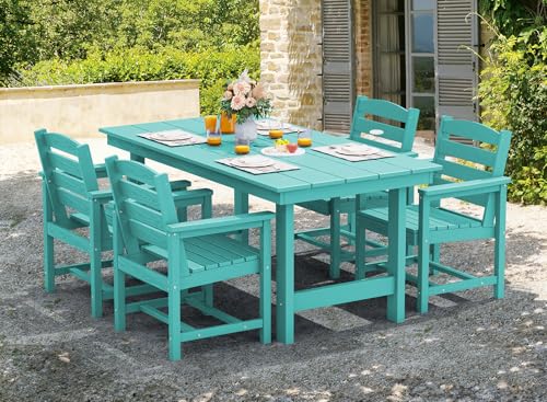 Image of SERWALL 67 inch Rectangle HDPE Outdoor Dining Table for 6,Aruba