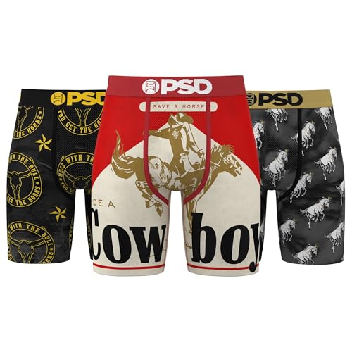 PSD Men's Western Print Boxer Briefs - 7 Inch Inseam Breathable and Supportive Men's Underwear