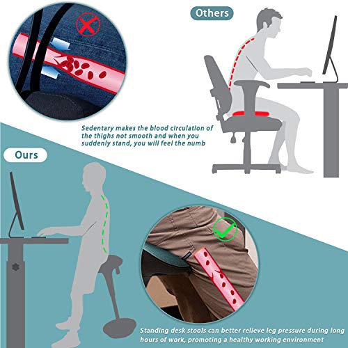 Image of JUMMICO Standing Desk Stool Adjustable-Height Active Learning Standing Chair Tall Swivel Sitting Balance Chair for Office Home School Comfortable and Breathable Seat (Blue)