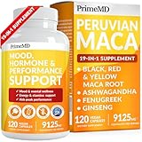 19-in-1 Peruvian Maca Root Capsules - 9125 mg Ashwagandha Supplements with Maca Fenugreek & Ginseng - Black Maca Root Capsules for Men & Women for Mood, Hormone & Performance Support (120 capsules)