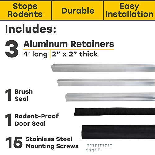 Xcluder X2 Rodent Proof Overhead Sectional Door Seal Kit, 12'3” Wide For 2” Thick Doors, Stops Mice, Rats And Weather, Suitable For Residential Or Commercial Property Use #TOP1