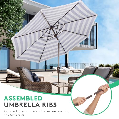 Image of JEAREY 10FT Outdoor Patio Umbrella, Market Umbrella, Black & White Stripe