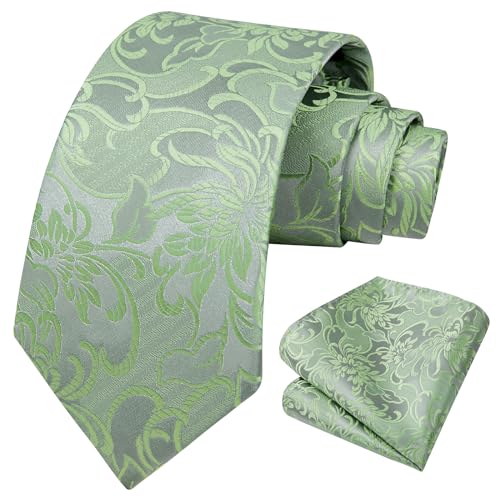 Image of HISDERN Ties for Men Paisley Floral Tie Handkerchief Classic Woven Business Formal Necktie and Pocket Square Set Wedding