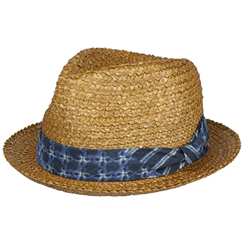 Stetson Wheaty Player Strohhut Hut mit Stoffgarniturband Pork-Pie-Design UV-Schutz 40+ Herren Frühjahr Sommer Natur L (58-59 cm)