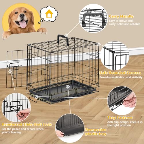 Aidoly Dog Crate - 18 Inch Small Single Door Portable Puppy Dog Cage, Metal Wire Pet Kennel with Secure Lock, Leak-Proof Pan Tray, Foldable Design for Small Dogs Indoor Training and Outdoor Travel — view 3