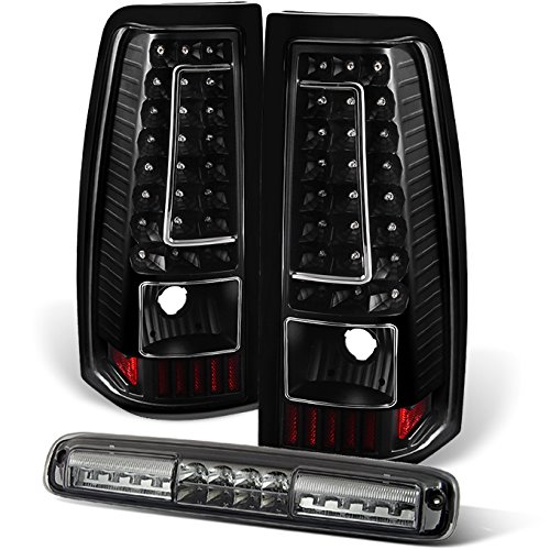 AKKON - For Chevy Silverado Sierra LED Black Rear Tail Lights Replacement + Smoke LED 3rd Brake Cargo Light Lamp