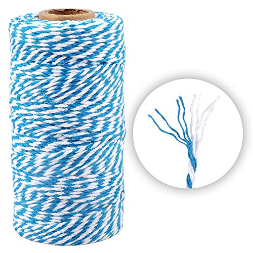 Image of jijAcraft Blue and White Twine String, 328 Feet Christmas Bakers Twine String, 2MM Heavy Duty Packing String for DIY Crafts, Christmas Decoration, Gift Wrapping, Craft Wrapping
