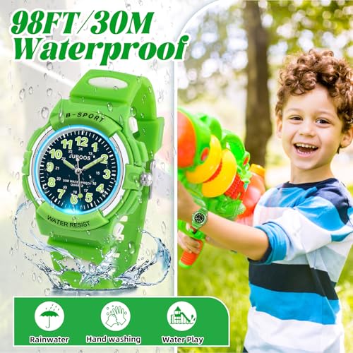 Image of Juboos Kids Watch Analog for Boys Girls, Childrens Waterproof Soft Strap Kids Time Teaching Quartz Wristwatch for Ages 5-15