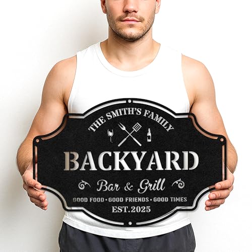 Custom BBQ Metal Sign Personalized Grill Name Wall Art for