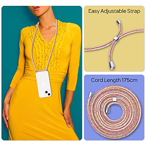 NALIA Necklace Case for iPhone 13, Transparent Hybrid Cover & Strap, HANGIT (Anti-Yellow Back & Adjustable), German Brand - Image 3