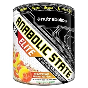 Anabolic State Elite Peach Rings 21 servings, EAA, BCAA, Hydration, Pre Post Workout Powder, Support Muscle Growth & Repair,