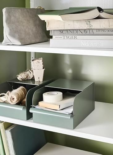 Ikea Durable Desk Metal Storage Box Grey-Green/Metal 9X17X7.5 Cm (3 ½X6 ¾X3 ") #TOP4