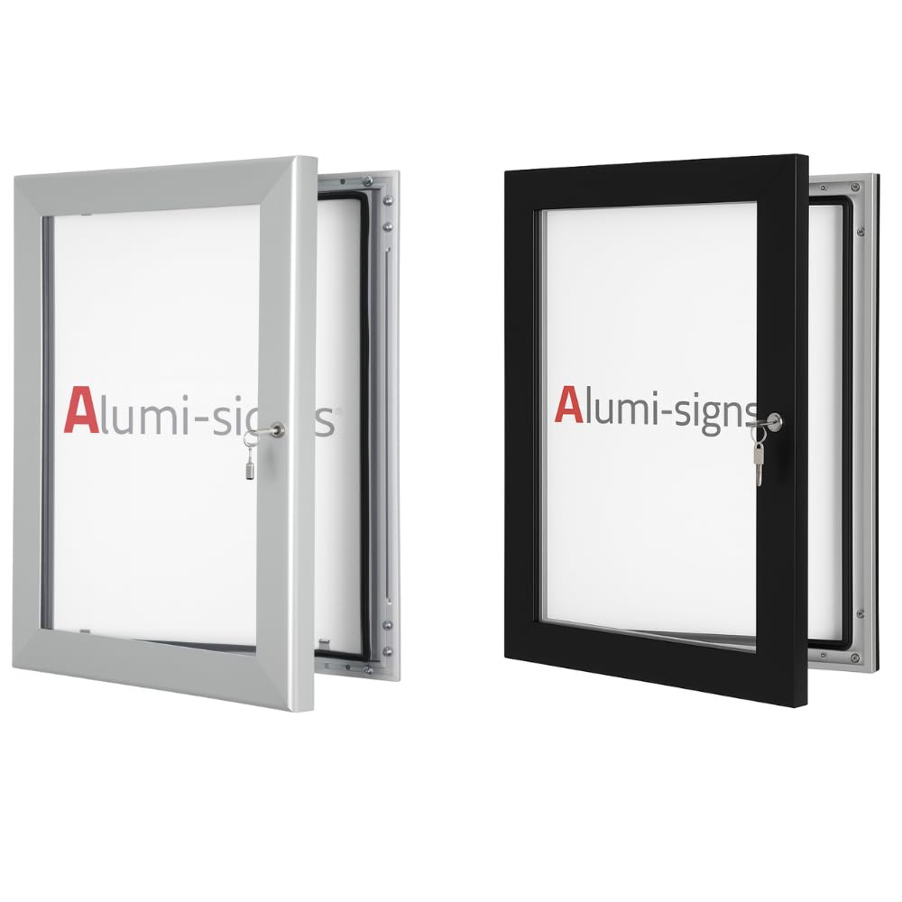 Alumi-signs Exclusive Outdoor Lockable Noticeboard, Poster Case with External Waterproof Seal, Glazed Shatter-Resistant Cover, Strong Aluminium Frame with Premium Locking System (Black, 20" x 30")
