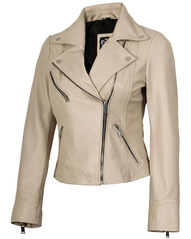 Image of Blingsoul Womens Real Leather Jacket - Asymmetrical Leather Jackets for Women