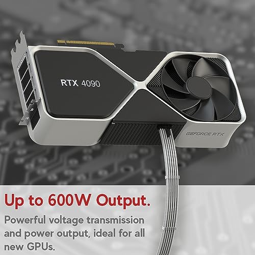 Image of LINKUP - AVA 4-in-1 12VHPWR PCIE 5.0 Power Adapters | 600W 16AWG | For All PSUs | UL-Rated, Sleeved Jacket | 4 Pcs Kit for RTX5000 RTX4000 GPUs | Elevate Gaming Performance | 40cm White