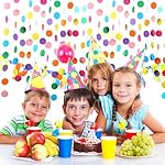 RUBFAC 5pcs Colorful Paper Garland Party Decorations Circle Dots Hanging Rainbow Decorations for Birthday Wedding Baby Shower Classroom Candyland Streamers Party Supplies (66ft) - Image 5