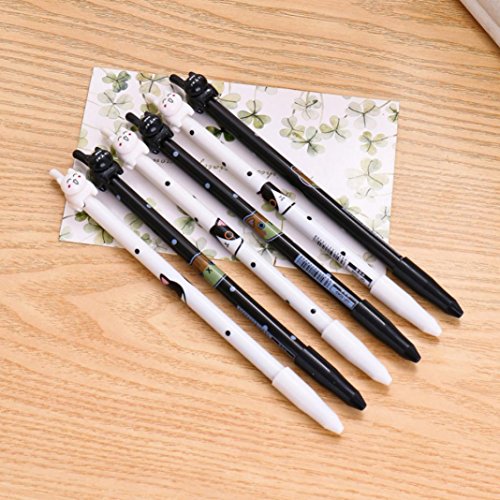 Slendima 1 Pc 0.38 mm Creative Kawaii Cat Gel Pen, Cute Stationery Gift School Student Supplies - Black/White - Thumbnail 3