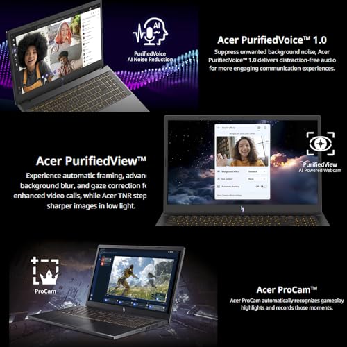 Nitro V 15 Gaming Laptop, Intel 13 Gen Core i9-13900H, GeForce RTX 4060, 15.6" 144Hz IPS Display, 64 GB DDR5, 1 TB SSD, Wi-Fi 6, Tastiera retroilluminata, Windows 11 Pro, Microsoft Office - Notebook - Immagine 6