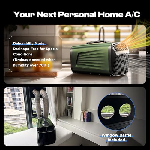Image of Outohome 5200BTU Portable Camping Air Conditioner For Tent Outdoor and Indoor Use,400W Low Power for RV,Truck,Van and Car Cooling (Dark Green)