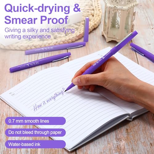 Image of Fuyoooo 36 Pcs Purple Felt Tip Pens Bulk, Quick Dry, 0.7 mm Medium Point
