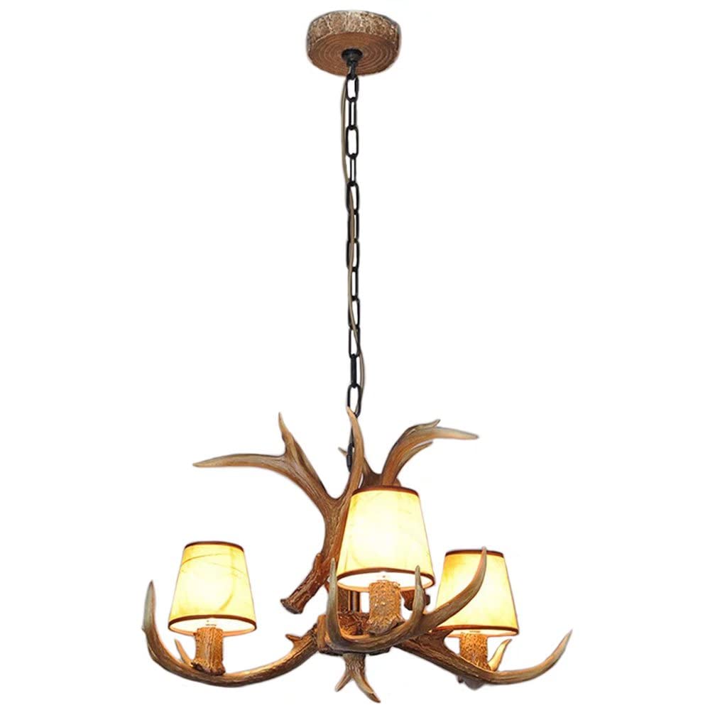 KXEcoLife Antler Chandelier Retro Living Room Restaurant Cafe Internet Creative Ceiling Light Comfortable anniversary