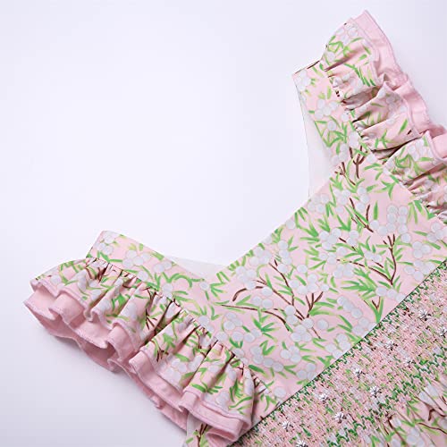 Girls Elegant Floral Sleeveless Smocked Summer Casual Clothing Toddler Adorable Holiday Smock Dresses3
