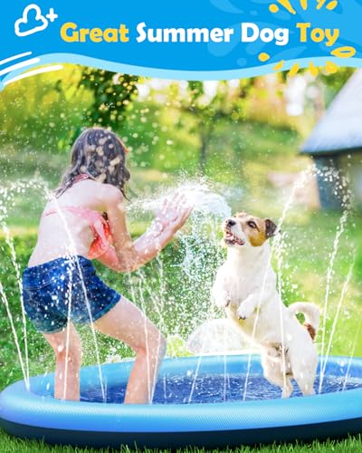 Peteast Splash Pad for Dogs & Kids - Anti-Slip Dog Pool for Large Dogs, 0.58 mm Thickened Durable Outdoor Water Play Mat, Summer Sprinkler Toy for Backyard (51inch) - Thumbnail 7