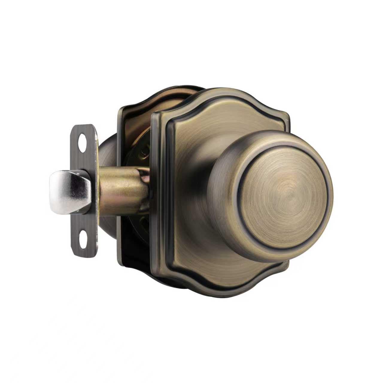 Ncsen Antique Brass Door Knobs With Camelot Trim,Interior Door Knob With Lock,Door Knob For Hall & Closet