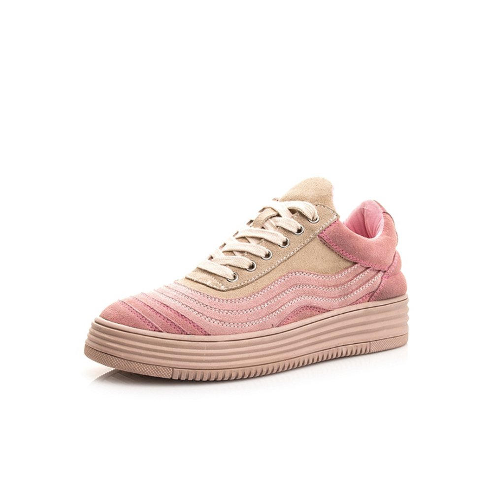 Espadrilles plateforme rose et chaussures en cuir style coréen taille 34 - 3