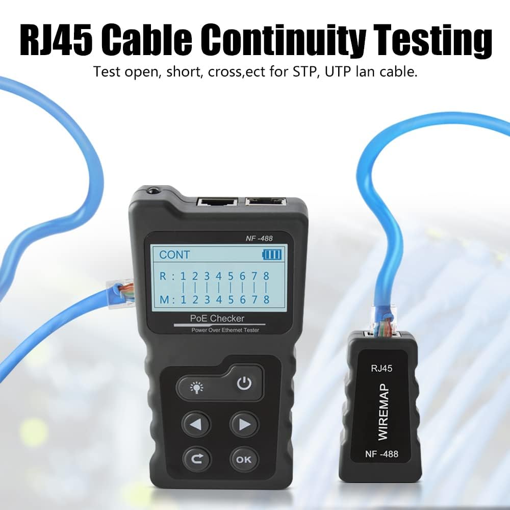 Network Cable Tester, VXSCAN NF-488 POE Cable Tester for Power