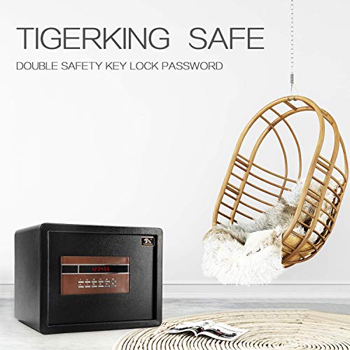 TIGERKING Digital Security Safe Box for Home Office Hotel-Double Safety Key Lock and Password, Steel Home Safes, 1.2 Cubic Feet