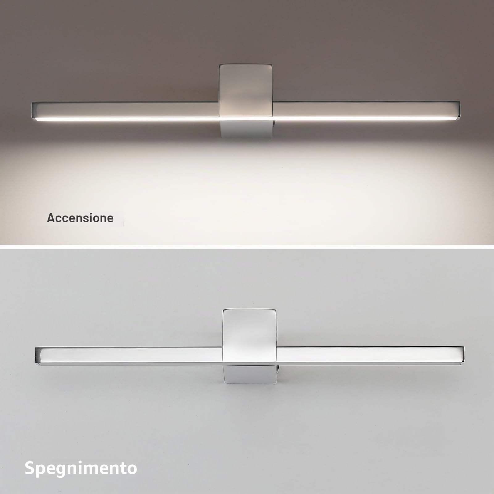 Lampada da Specchio da Trucco 40cm, Luce Specchio Bagno LED 12W, 960 Lumen Bianco Neutra 4000K Applique da Parete IP20 (Cromo)