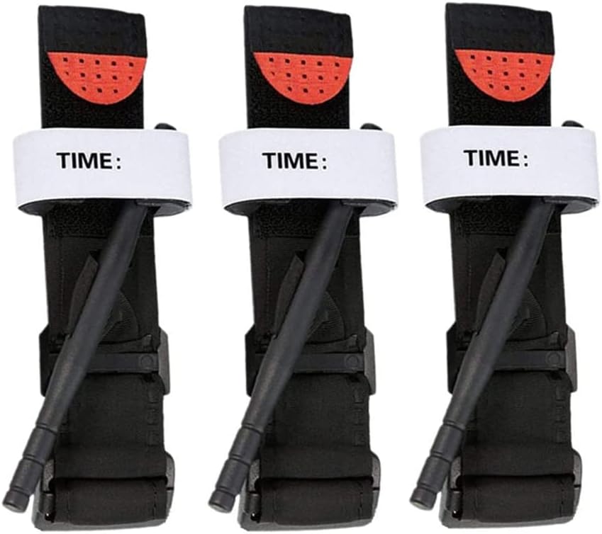 3Pcs Cat Tourniquet Black First Aid Tactical Swat Medic Pre-Hospital Life Saving Hemorrhage Control Registration Card Single-Handed Operation (3pcs)