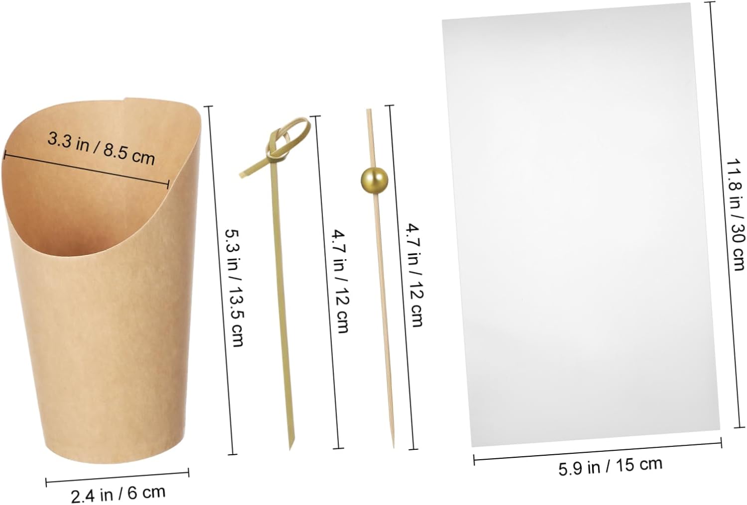 50pcs French Fry Cups Disposable Snack Cups Decorative Toothpicks Kraft Paper for Party Catering French Fries Popcorn