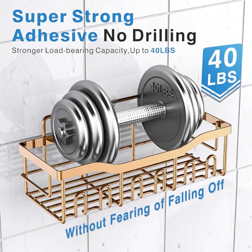 Image of EUDELE 5-Pack Rustproof Stainless Steel Shower Caddy - No Drill Adhesive Bathroom Organizer with Large Capacity, Spacious Shower Shelves for Inside Shower, Kitchen & Home Decor Storage-XL Size