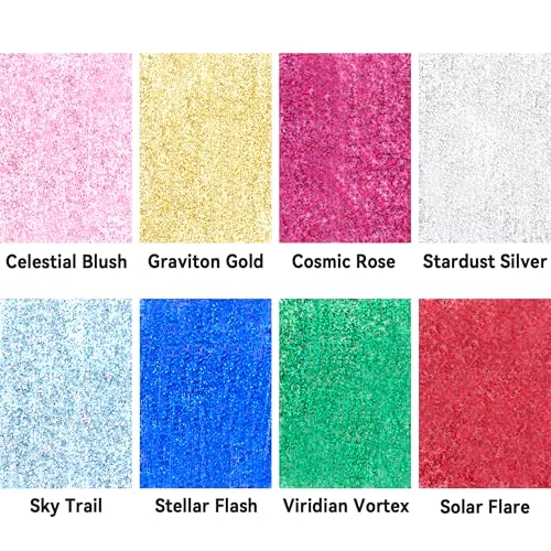 Image of AUREUO Galaxy Glitter Acrylic Paint Set - 8 Twinkle Iridescent Colors 0.71 Fl Oz / 21ml Tubes Sparkling Art Paints for Holiday Crafts Decor Non Toxic Art Supplies for DIY Projects, Gifts for Artists