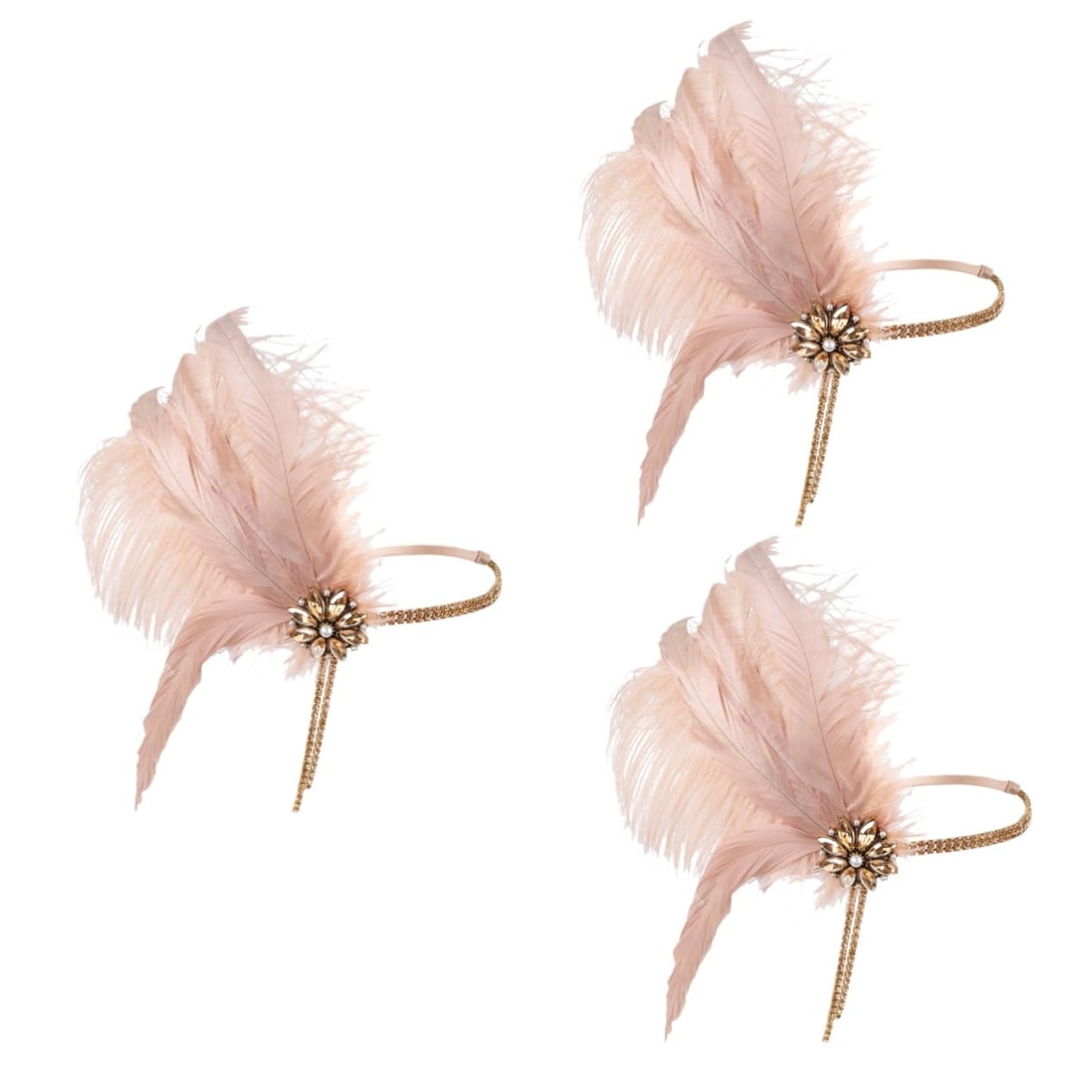 SHERCHPRY 3pezzi Fascinator Piume Per Donne Accessorio Da Sposa Elegante Per Feste e Balli Headpiece Vintage Anni Per Matrimoni e Cerimonie